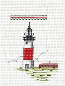 Stocking ~ Lighthouse Mini Stocking Ornament handpainted Needlepoint Canvas by Silver Needle