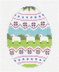 Egg ~ Three Spring Lambs Egg handpainted 18 Mesh Needlepoint Canvas by Susan Roberts