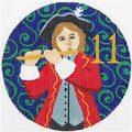 12 Days of Christmas 11 Pipers Piping with STITCH GUIDE & handpainted Needlepoint Ornament Canvas by Juliemar