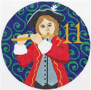 12 Days of Christmas 11 Pipers Piping with STITCH GUIDE & handpainted Needlepoint Ornament Canvas by Juliemar