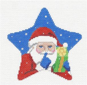 Christmas ~ Santa's Secret Gift STAR Ornament handpainted Needlepoint Canvas by Susan Roberts