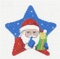 Christmas ~ Santa's Secret Gift STAR Ornament handpainted Needlepoint Canvas by Susan Roberts