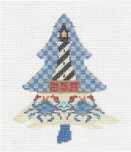 Kelly Clark Tree- LIGHTHOUSE , BEADS & STITCH GUIDE handpainted Needlepoint Canvas