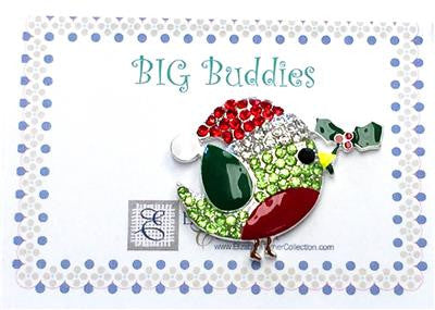 Magnet ~ BIG NEEDLE BUDDIES ~ Birdie in Santa Hat with Holly ~ Needle Holder for Needlepoint