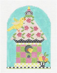 Kelly Clark ~ Birdhouse Spring Posies handpainted Needlepoint Canvas by Kelly Clark