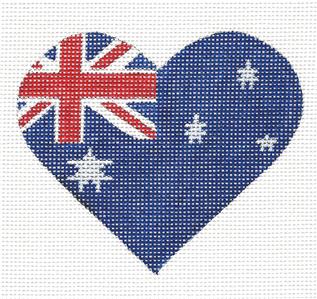 Heart ~ Australian Flag Heart handpainted Needlepoint Canvas by Pepperberry