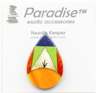 Magnet ~ SHELL INLAY TEAR DROP #2 Magnetic Needle Keeper for Needlepoint, X-Stitch, Sewing