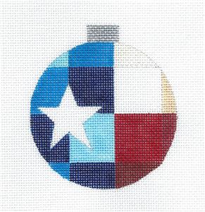 TEXAS Travel Round ~ TEXAS Patchwork Quilt Block & LONE STAR Needlepoint Ornament Canvas by Raymond Crawford