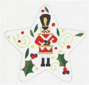 STAR ~ 12 Days of Christmas "12 DRUMMERS DRUMMING" Star handpainted Needlepoint Canvas by Raymond Crawford