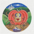 Child's ~ CINDERELLA FAIRY TALE COACH & SLIPPER handpainted 18 Mesh 4" Rd. Needlepoint Ornament Canvas by Rebecca Wood