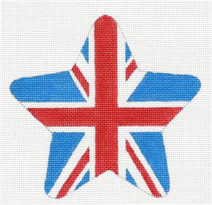 Star ~ British Flag ENGLAND STAR Ornament handpainted Needlepoint by Raymond Crawford