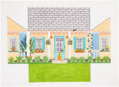 Brick Cover ~ Summer House Brick Cover handpainted 13 mesh Needlepoint Canvas by Needle Crossings