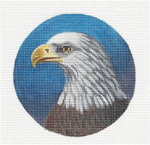 Bird Round ~ American Bald Eagle handpainted Needlepoint Canvas by LIZ from S. Roberts