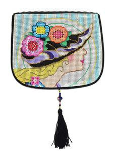 Bag Flap ~ *FLAP ONLY* Flower Hat Evening Bag "Style B" handpainted Needlepoint Canvas by Sophia