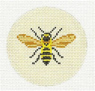 Round ~ Bumble Bee Ornament 18 Mesh handpainted 3" Rd. Needlepoint Canvas by Needle Crossings
