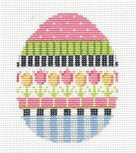 Kelly Clark - Spring Tulip Parade Easter Egg handpainted Needlepoint Canvas Kelly Clark
