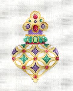 Ornament~Delicate Jewels Ornament handpainted Needlepoint Canvas by Strictly Christmas