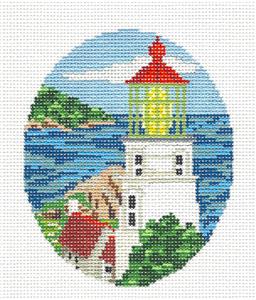 Oval ~ Heceta Head Lighthouse handpainted Needlepoint Canvas Starke Art from CBK