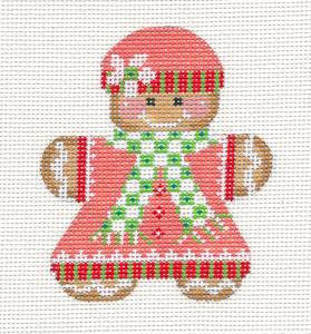 Gingerbread Girl #1 Children's Needlepoint Canvas Ornament with STITCH GUIDE by CH Design from Danji Designs
