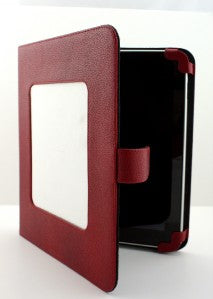 Accessory ~ Dark Red Leather iPad COVER, 8" by 10",  for 5" x 6" Needlepoint Canvas by LEE