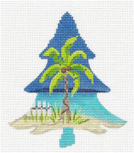 Kelly Clark Tree ~ Palmetto Palm, Fibers & STITCH GUIDE HP Needlepoint Canvas by Kelly Clark