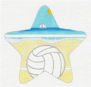 Star~BEACH VOLLEYBALL Sports Star HP Needlepoint Canvas by Raymond Crawford