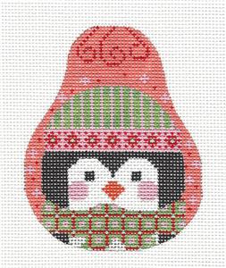 Pear ~ Happy Penguin Pear handpainted Needlepoint Canvas by CH Designs from Danji
