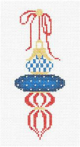 Kelly Clark Christmas – Red, White & Blue handpainted Needlepoint Ornament Canvas by Kelly Clark