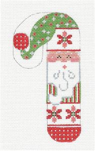 Candy Cane ~ Poinsettia Santa Medium Candy Cane handpainted Needlepoint Canvas CH Designs Danji