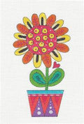 Orange Daisy in a Pot handpainted 18 Mesh Needlepoint Ornament Canvas by Mary Engelbreit