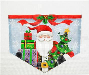 Stocking Cuff ~ Happy Santa Stocking CUFF handpainted Needlepoint Canvas by Rebecca Wood