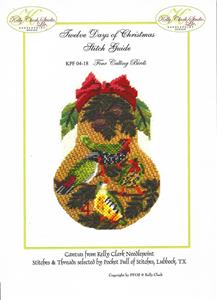 Kelly Clark Christmas Pear ~ 4 Calling Birds & STITCH GUIDE handpainted Needlepoint Ornament by Kelly Clark