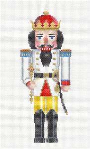 Nutcracker ~ White King Nutcracker w/ Crown handpainted 18 Mesh Needlepoint Ornament by Susan Roberts