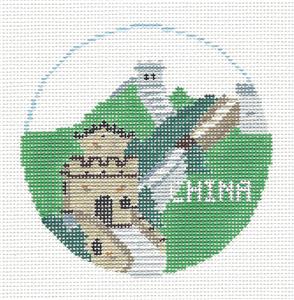 Travel Round ~ GREAT WALL Of CHINA handpainted Needlepoint Canvas by Kathy Schenkel RD