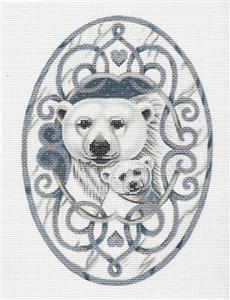 Canvas~ Polar Bear & Cub handpainted Needlepoint Canvas by LIZ from Susan Roberts