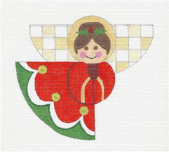 Christmas~ Christmas Angel in Red handpainted Needlepoint Canvas by Raymond Crawford