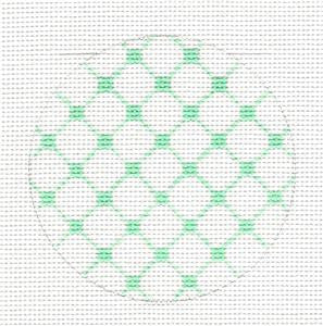 Round ~ Green Netting Design Rd. handpainted Needlepoint Canvas by SOS from LEE
