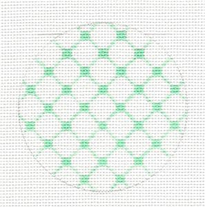 Round ~ Green Netting Design Rd. handpainted Needlepoint Canvas by SOS from LEE