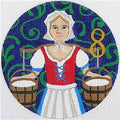 12 Days of Christmas 8 Maids Milking with STITCH GUIDE & handpainted Needlepoint Ornament Canvas by Juliemar