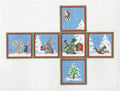 Christmas Cube ~ Forest Friends with Gifts 3-D CUBE handpainted 18 Mesh Needlepoint Canvas by Susan Roberts