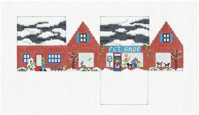 3-D Ornament ~ Pet Shop 3-D Building handpainted Needlepoint Ornament by Susan Roberts