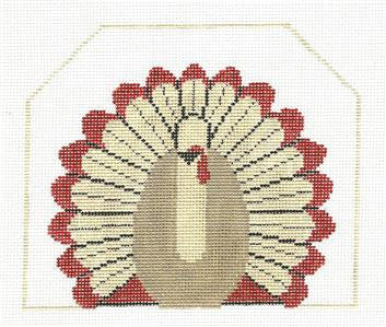 Thanksgiving ~ "Turkey Time" Large TURKEY & Stitch Guide handpainted Needlepoint Canvas by Kathy Schenkel