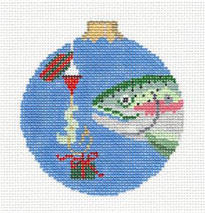Christmas ~ FISH GIFT ~ Fisherman's handpainted 18 Mesh Needlepoint Ornament by Susan Roberts