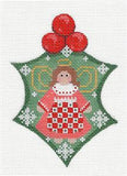 Holly ~ Holly with Angel & STITCH GUIDE handpainted Needlepoint Canvas by CH Designs ~ Danji