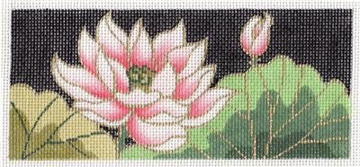 Canvas Insert ~ Oriental Lotus Blossom Flower handpainted Needlepoint Canvas Insert BB Insert by Lee