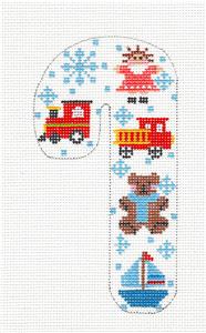 Medium Candy Cane ~ Children's Toys MED. Candy Cane Ornament HP Needlepoint Canvas Danji