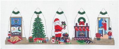 3-D Ornament ~ 3-D Santa on Christmas Eve Bell handpainted 18 Mesh Needlepoint Canvas by Susan Roberts