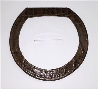 Accessory ~ Brown Alligator Leather Folding Purse Mirror for a 3" Needlepoint Canvas by LEE