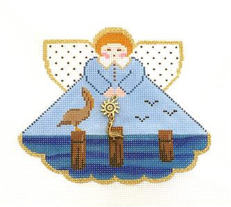Angel ~ Pelican Wharf Angel & Charms handpainted 18 Mesh Needlepoint Canvas by Painted Pony
