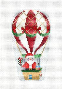 Christmas Ornament ~ Santa in a Hot Air Balloon handpainted Needlepoint Ornament Canvas by Susan Roberts